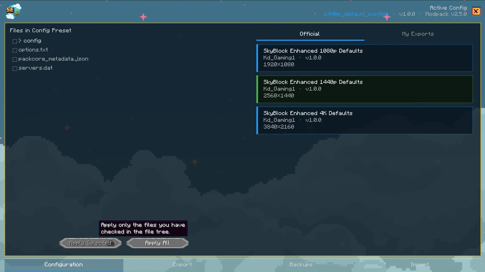 1080p: Config pack preview